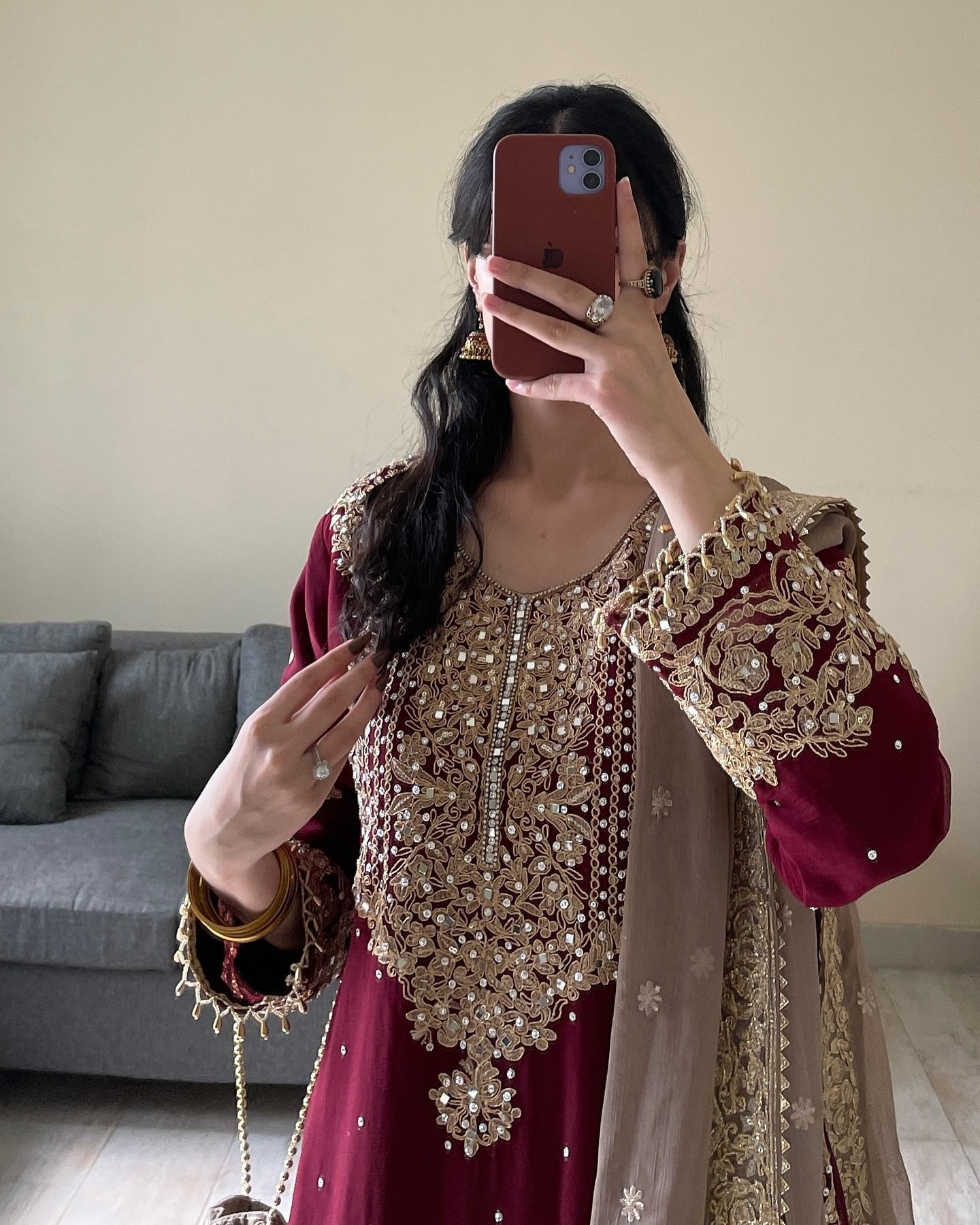 WINE GEORGETTE WITH SHARARA SUIT AND HEAVY DUPATTA - Image 3