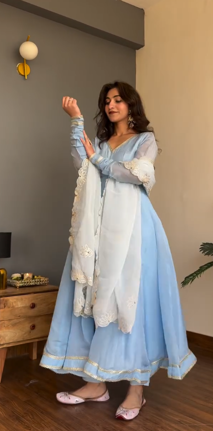 Heavily Embroidered Peplum Sharara Suit - Image 2