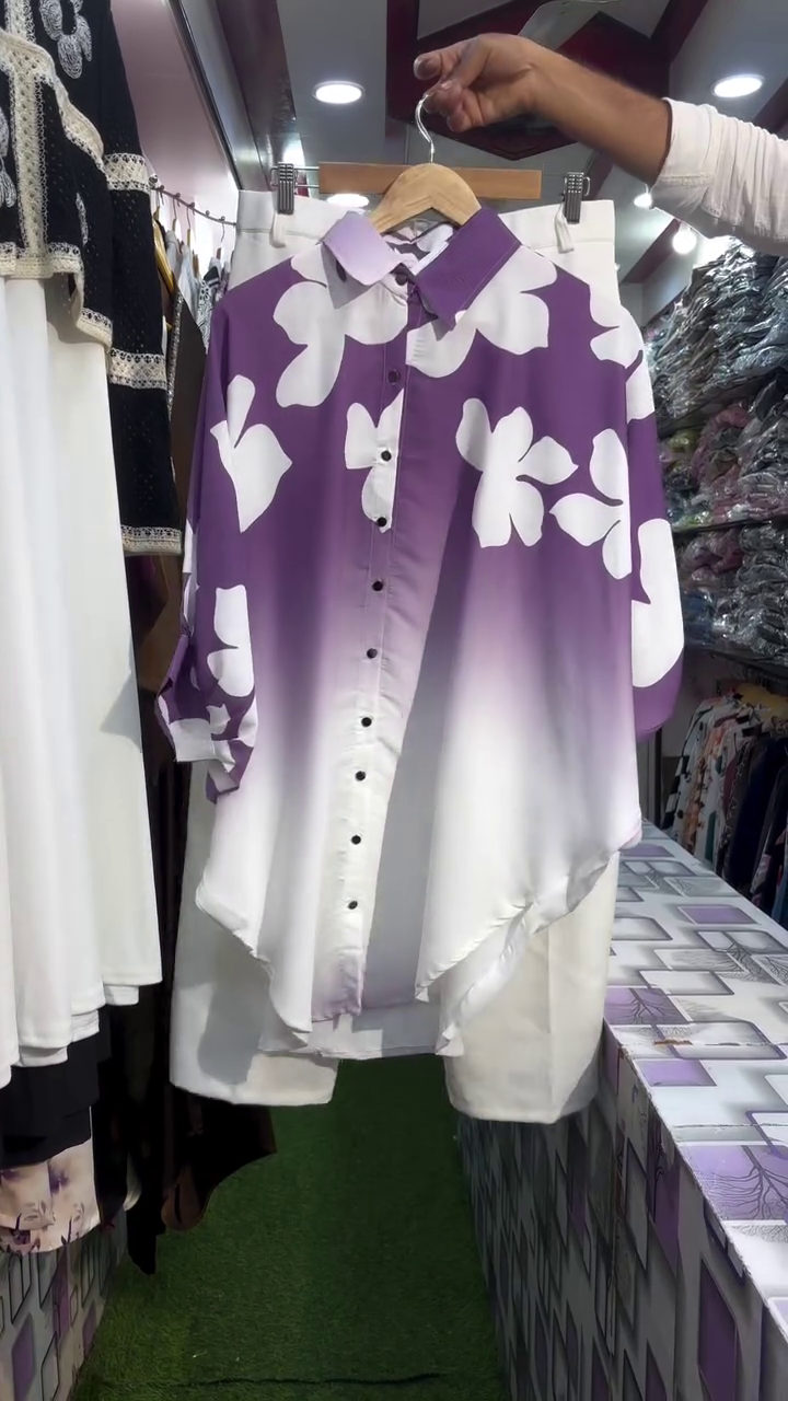 Women Ombre Floral Print Button-Down Shirt | Stylish Casual Wear Top - Image 7