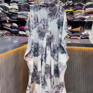 Elegant Floral Printed Kaftan Dress for Women – Soft, Flowy & Graceful Wear