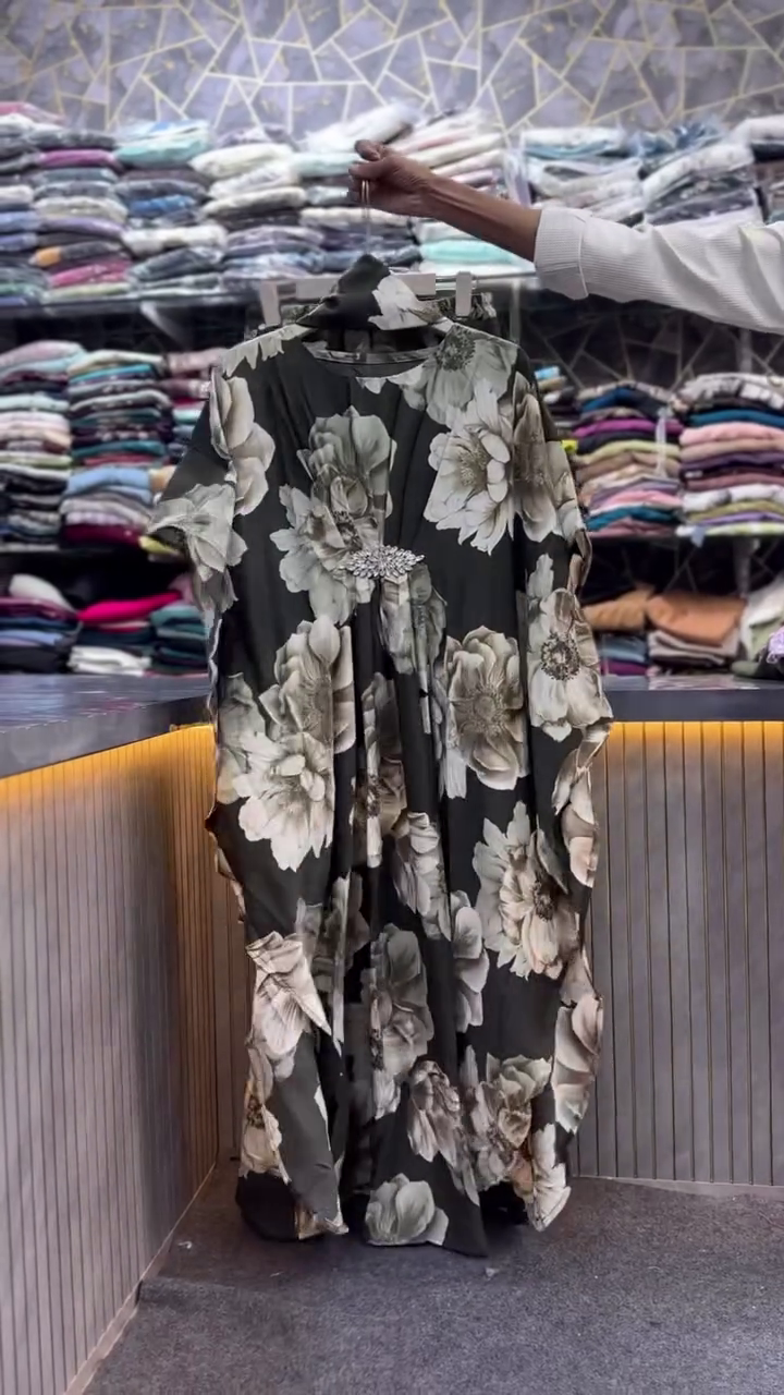 Elegant Floral Printed Kaftan Dress for Women – Soft, Flowy & Graceful Wear - Image 10