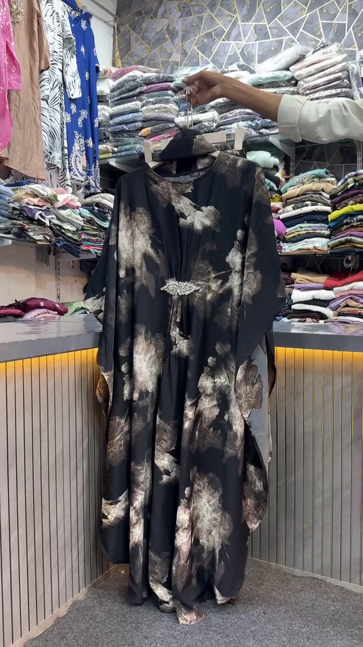 Elegant Floral Printed Kaftan Dress for Women – Soft, Flowy & Graceful Wear - Image 5