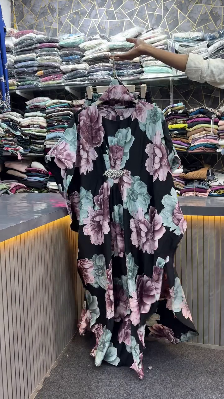 Elegant Floral Printed Kaftan Dress for Women – Soft, Flowy & Graceful Wear - Image 7