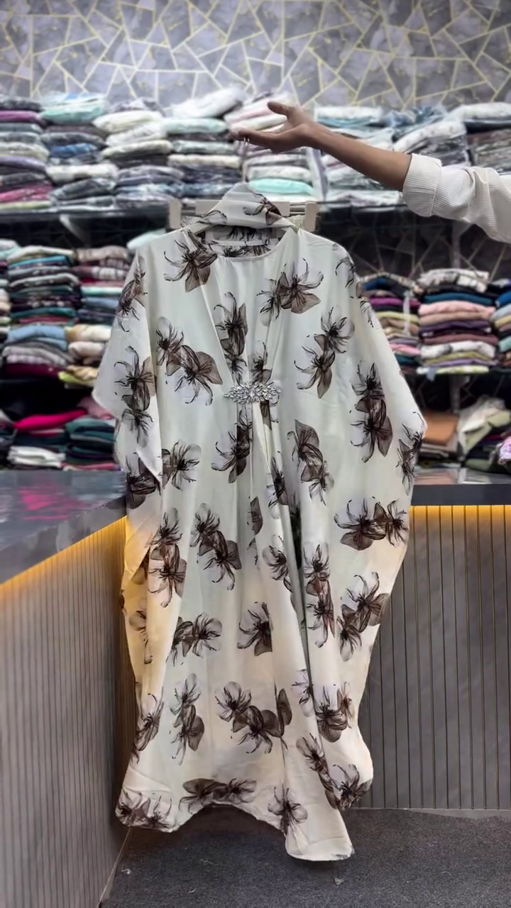 Elegant Floral Printed Kaftan Dress for Women – Soft, Flowy & Graceful Wear - Image 9