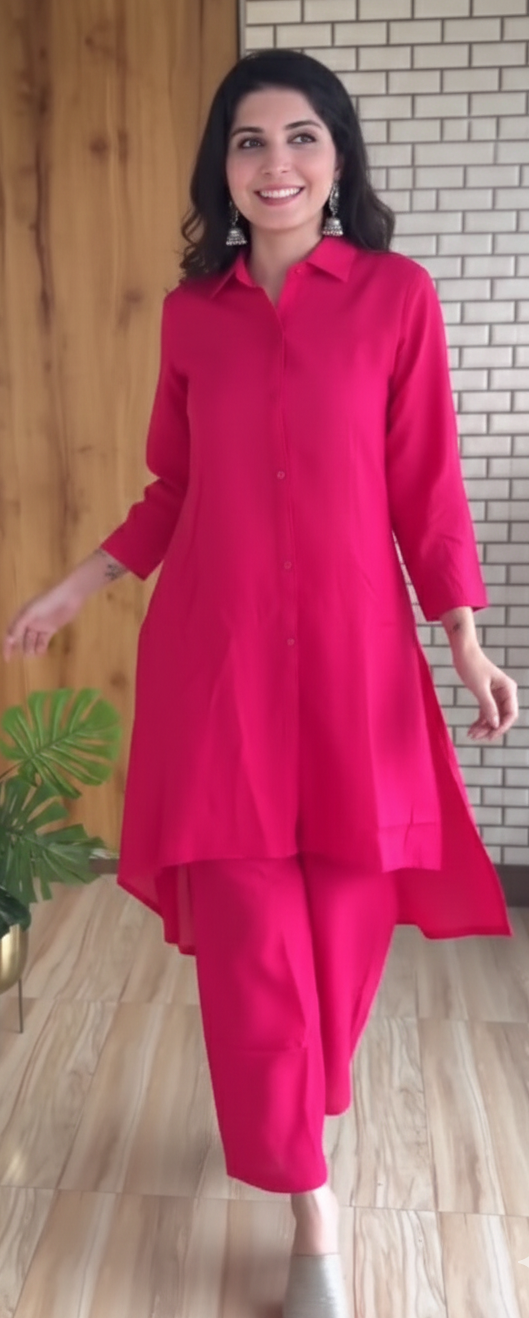 Ivory Cotton Co-ord Set with Contrast Black Appliqué Work - Image 3