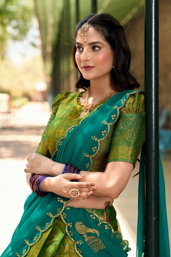 2020PRTCLO.jpg Green Color Zari Weaving Work Kanjivaram Wedding Lehenga Choli