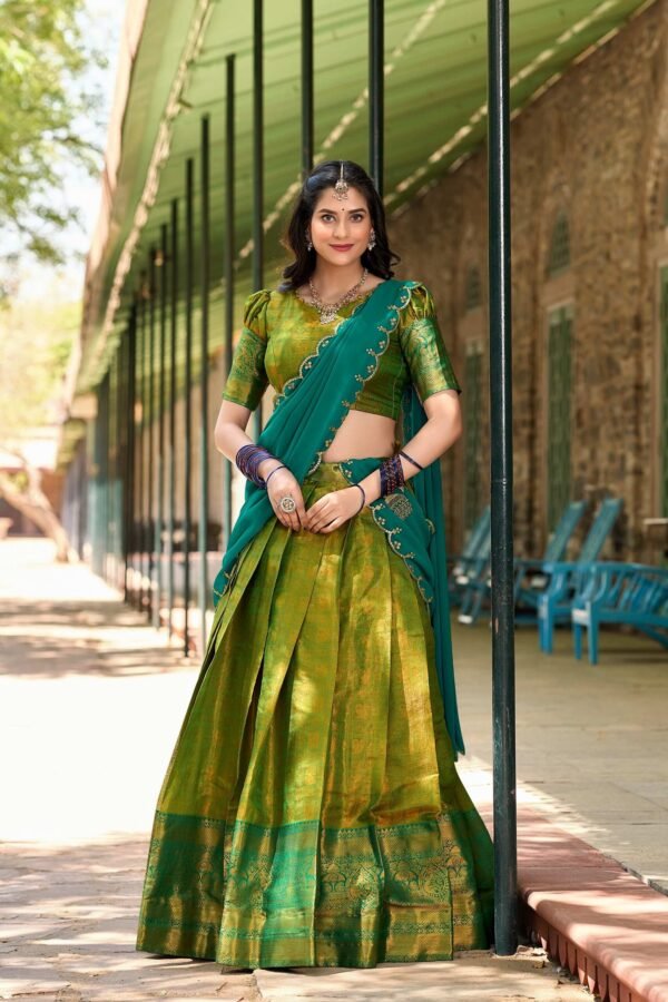 2020PRTMAIN.jpg Green Color Zari Weaving Work Kanjivaram Wedding Lehenga Choli