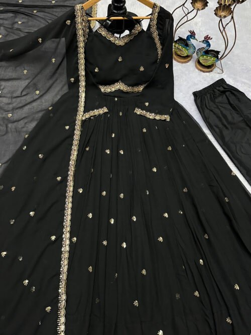 Black Georgette Anarkali Suit Set