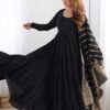 IMG_6061.jpg Black Roman Silk Four-Layer Anarkali Gown Set