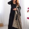 IMG_6064.jpg Black Roman Silk Four-Layer Anarkali Gown Set