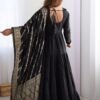 IMG_6068.jpg Black Roman Silk Four-Layer Anarkali Gown Set