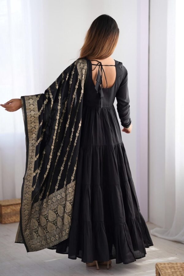 IMG_6068.jpg Black Roman Silk Four-Layer Anarkali Gown Set