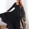 IMG_6074.jpg Black Roman Silk Four-Layer Anarkali Gown Set