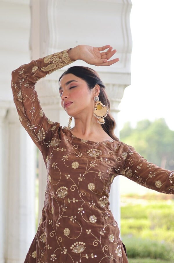 LW-9300_2.jpg Bronze Color Fendy Silk Sharara Set