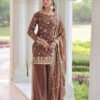 LW-9300_4.jpg Bronze Color Fendy Silk Sharara Set