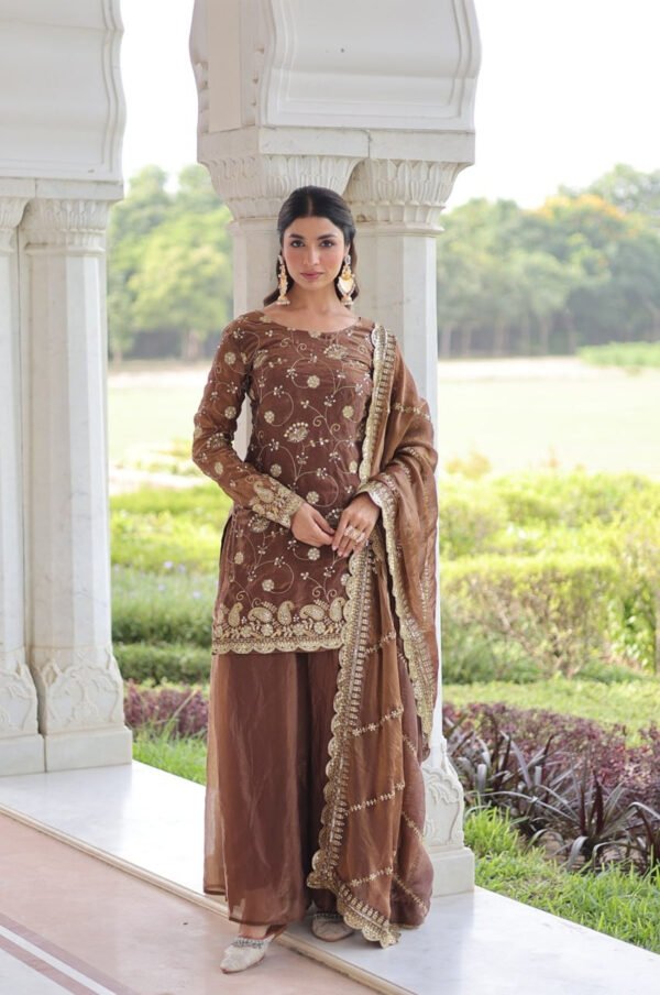 LW-9300_5.jpg Bronze Color Fendy Silk Sharara Set