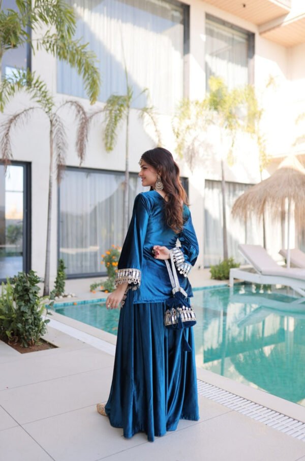 Arabian Blue Ice Velvet Suit Set