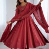 NKB-62MAROON_4.jpg Carmine Roman Chanderi Silk Anarkali Suit