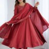NKB-62MAROON_5.jpg Carmine Roman Chanderi Silk Anarkali Suit