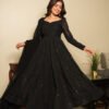 TAN111_3.jpg Black Georgette Lucknowi Work Anarkali Suit Set