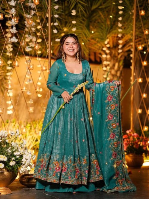 TD-6098_4.jpg Crushed Silk Anarkali Suit Set